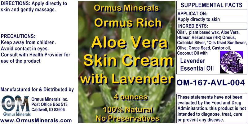 Ormus Rich Aloe Vera Skin Cream with Lavender