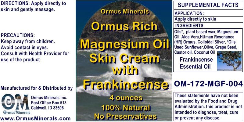 Ormus Minerals Ormus Rich Magnesium Oil Skin Cream with Frankincense